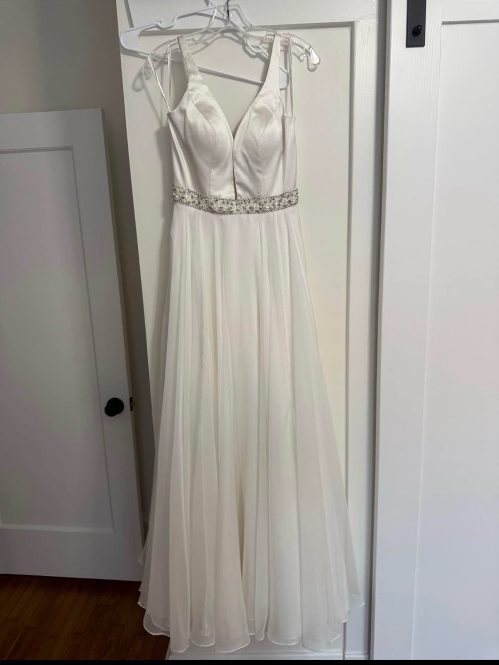 Ivory Beaded Waist A-Line Dress